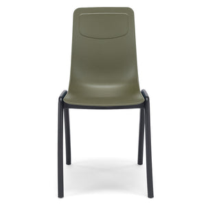 Sedia in tecnopolimero Dalia L colore Verde Oliva, 100% MADE IN ITALY, gambe Antracite, impilabile, design moderno ideale per sala da pranzo, cucina, soggiorno, ufficio, camera per bambini