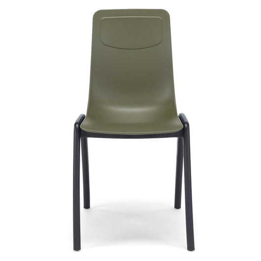 Sedia in tecnopolimero Dalia L colore Verde Oliva, 100% MADE IN ITALY, gambe Antracite, impilabile, design moderno ideale per sala da pranzo, cucina, soggiorno, ufficio, camera per bambini