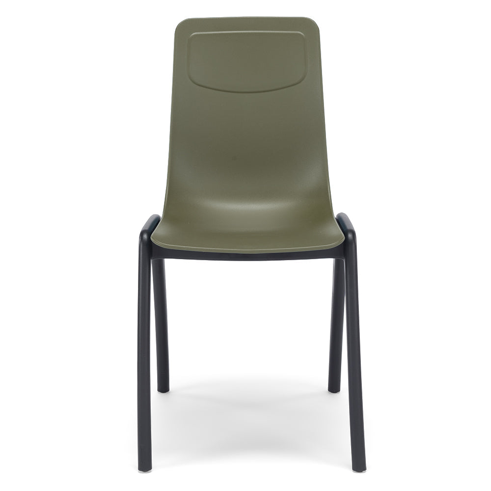 Set 2 sedie in tecnopolimero Dalia L colore Verde Oliva, 100% MADE IN ITALY, gambe Antracite, impilabile, design moderno ideale per sala da pranzo, cucina, soggiorno, ufficio, camera per bambini