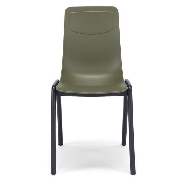 Set 2 sedie in tecnopolimero Dalia L colore Verde Oliva, 100% MADE IN ITALY, gambe Antracite, impilabile, design moderno ideale per sala da pranzo, cucina, soggiorno, ufficio, camera per bambini