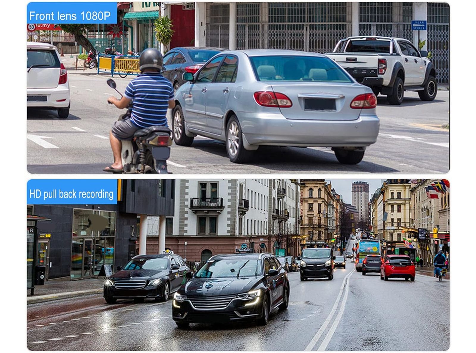 Dash Cam Anteriore E Posteriore Doppia Dash Cam Per Auto da 3 Pollici 1080p HD Registratore di Guida Intelligente Per Cruscotto con Sensore di Gravità con Rilevamento del Movimento