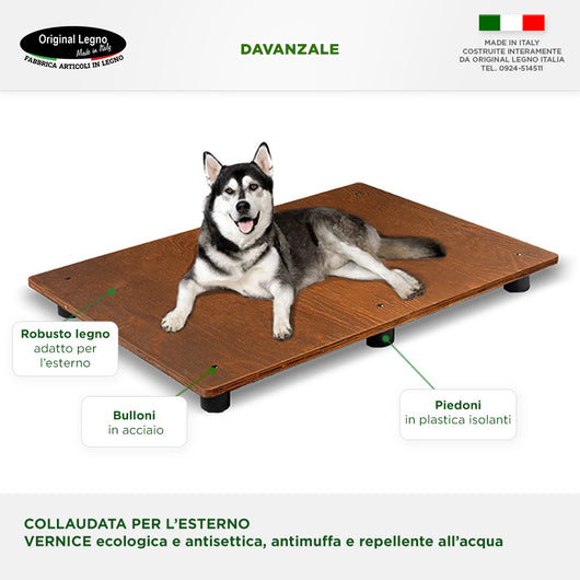 BRANDINA DAVANZALE  IN LEGNO PER CANI PER CUCCIA D-PASTORE L.100 x P.65 x 2 cm SPESSORE 100% FABBRICATO IN ITALIA