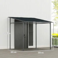 Pergola Addossata con Chiusure a Strappo, in Metallo e Poliestere, 238x238x235/194 cm, Grigio Scuro