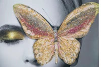 Stampa Su Tela Con Applicazioni -B- Butterly  Cm 80X3.8X120