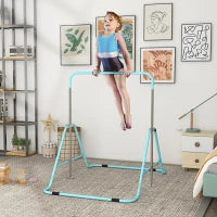 Outsunny Barra Fissa per Ginnastica per Bambini, Pieghevole, Altezza Regolabile da 88 a 128 cm, Verde