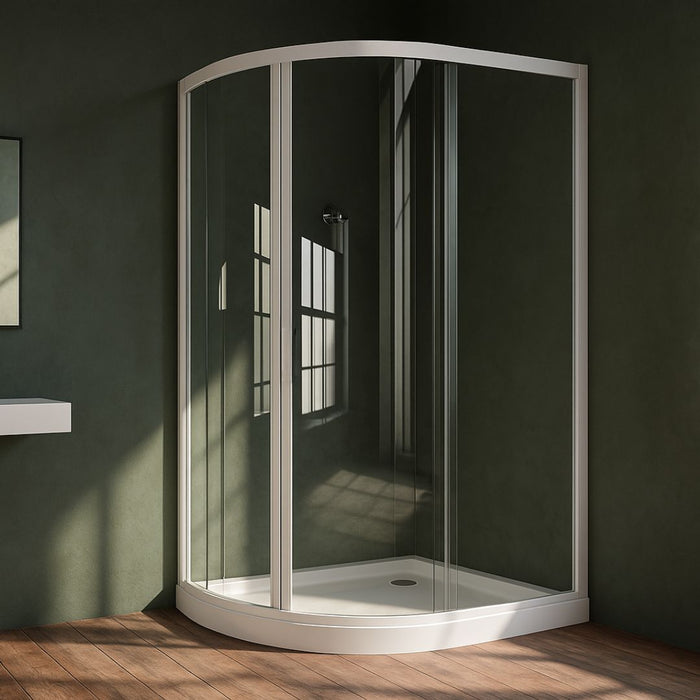 Ogomondo box doccia semicircolare bianco due ante cristallo temprato *** misure 77-79,5x77-79,5xh185 cm trasparente, ...