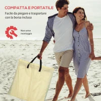 Set 2 Sdraio da Spiaggia Pieghevoli con Schienale Regolabile e Poggiatesta, 53x124x35-45 cm, Beige e Azzurro