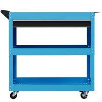 DURHAND Carrello Porta Attrezzi con Manico Laterale, Cassetto e 3 Ripiani in Acciaio, 82x35x76 cm, Blu