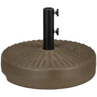 Base per Ombrellone con 2 Manopole Incorporate, in HDPE e Acciaio, Ø51x36 cm, Marrone e Nero