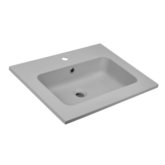 Lavabo ad incasso mineral marmo colore grigio cenere mobile composizione bagno *** misure 81x46 cm, confezione 1