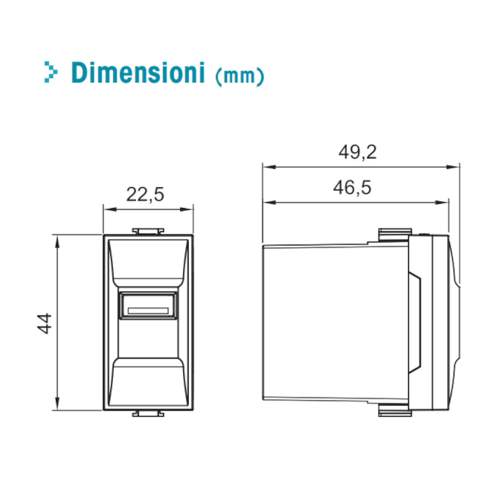 Orbis minicarg alimentatore usb da incasso 5vdc 2.1a max 1 modulo din 230v