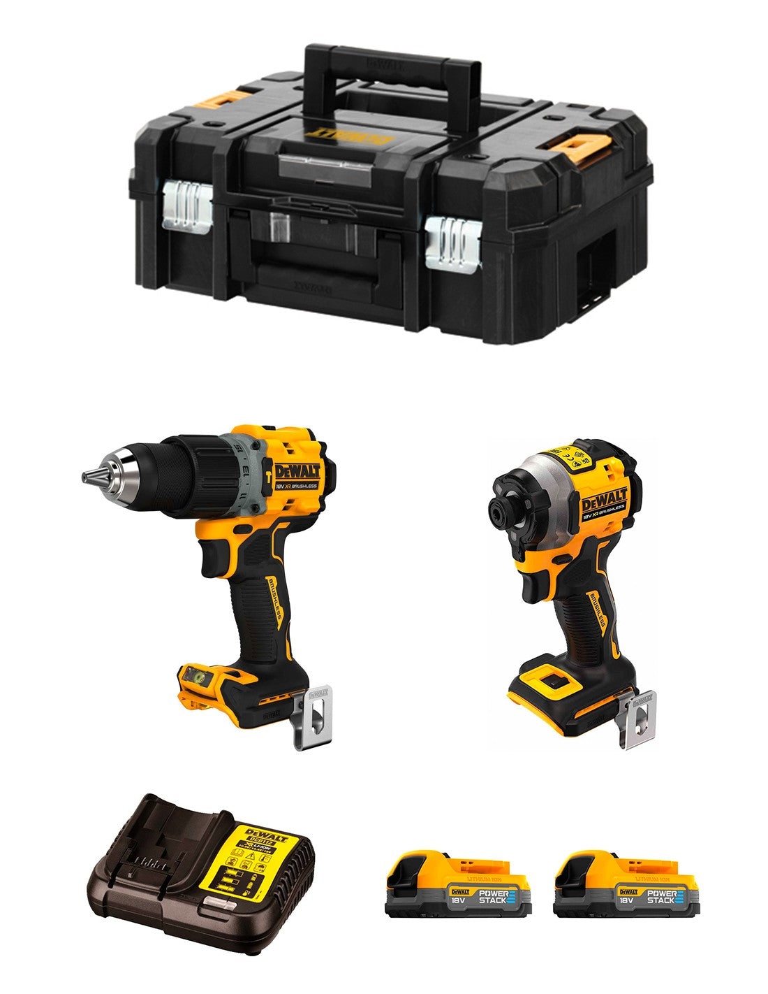 DeWALT Kit DCK2050E2T (DCD805 + DCF850 + 2 x 1,7 Ah Powerstack + DCB112 + TSTAK II)