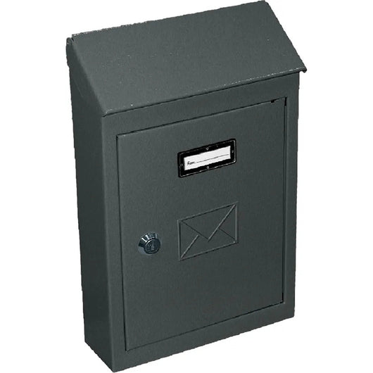 Cassetta postale esterno a parete buca lettere in acciaio tetto chiave 30x20x6cm antracite