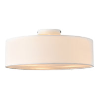 Plafoniera Rotonda Omaha Rivestita in Tessuto Traslucido AxØ 12x45 cm - Bianco lux.pro