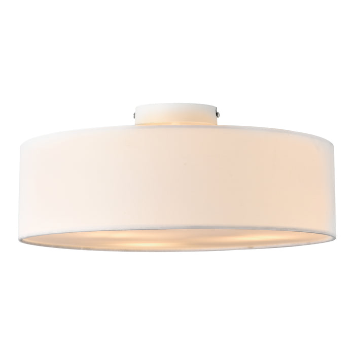 Plafoniera Rotonda Omaha Rivestita in Tessuto Traslucido AxØ 12x45 cm - Bianco lux.pro
