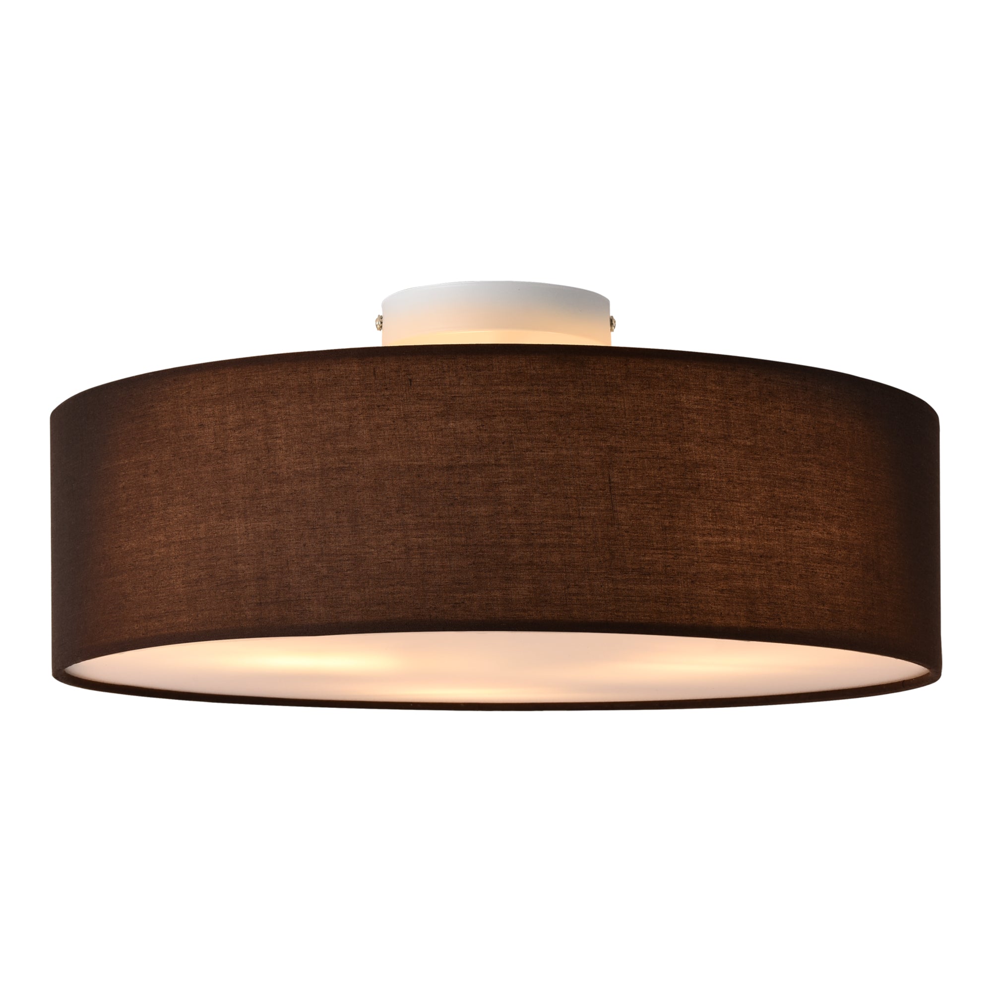 Plafoniera Rotonda Omaha Rivestita in Tessuto Traslucido AxØ 12x45 cm - Marrone lux.pro