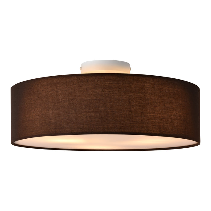 Plafoniera Rotonda Omaha Rivestita in Tessuto Traslucido AxØ 12x45 cm - Marrone lux.pro