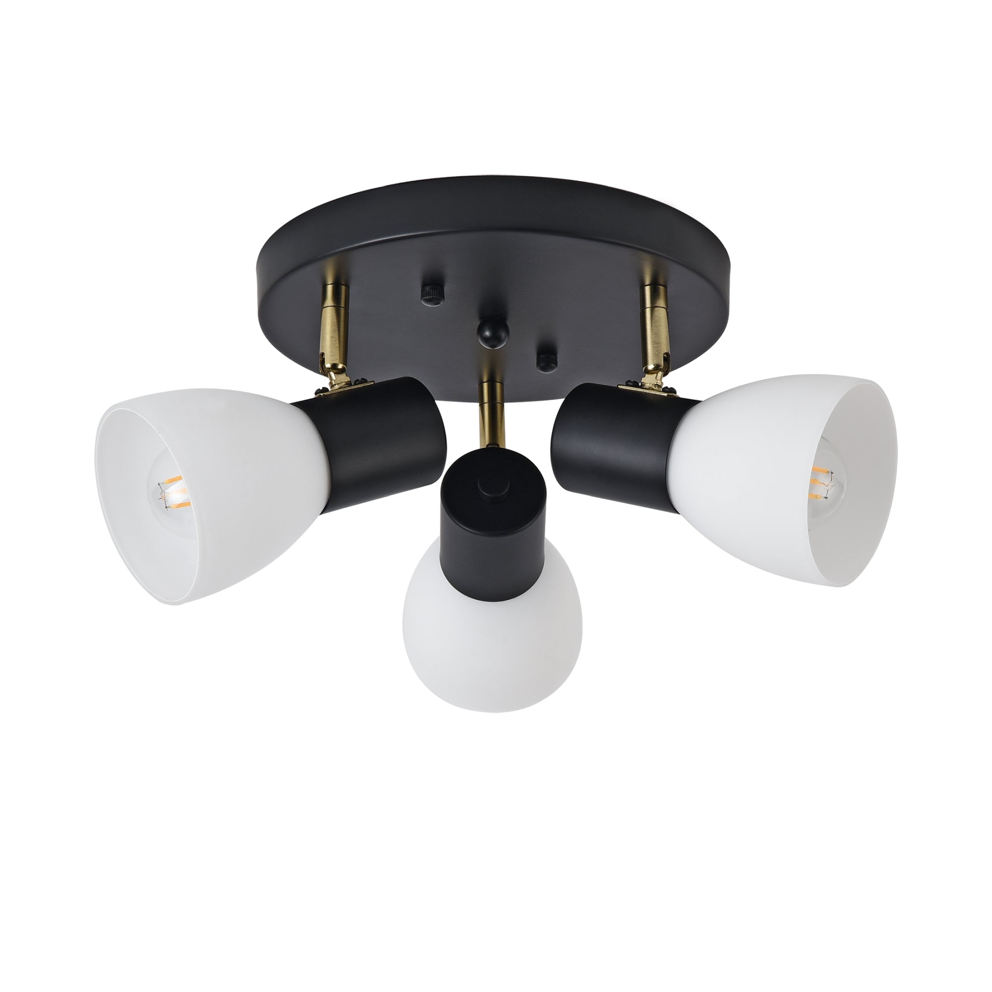 Lampada da soffitto con 3 attacchi E14 altezza 12 cm metallo vetro nero o bianco 03_0010264