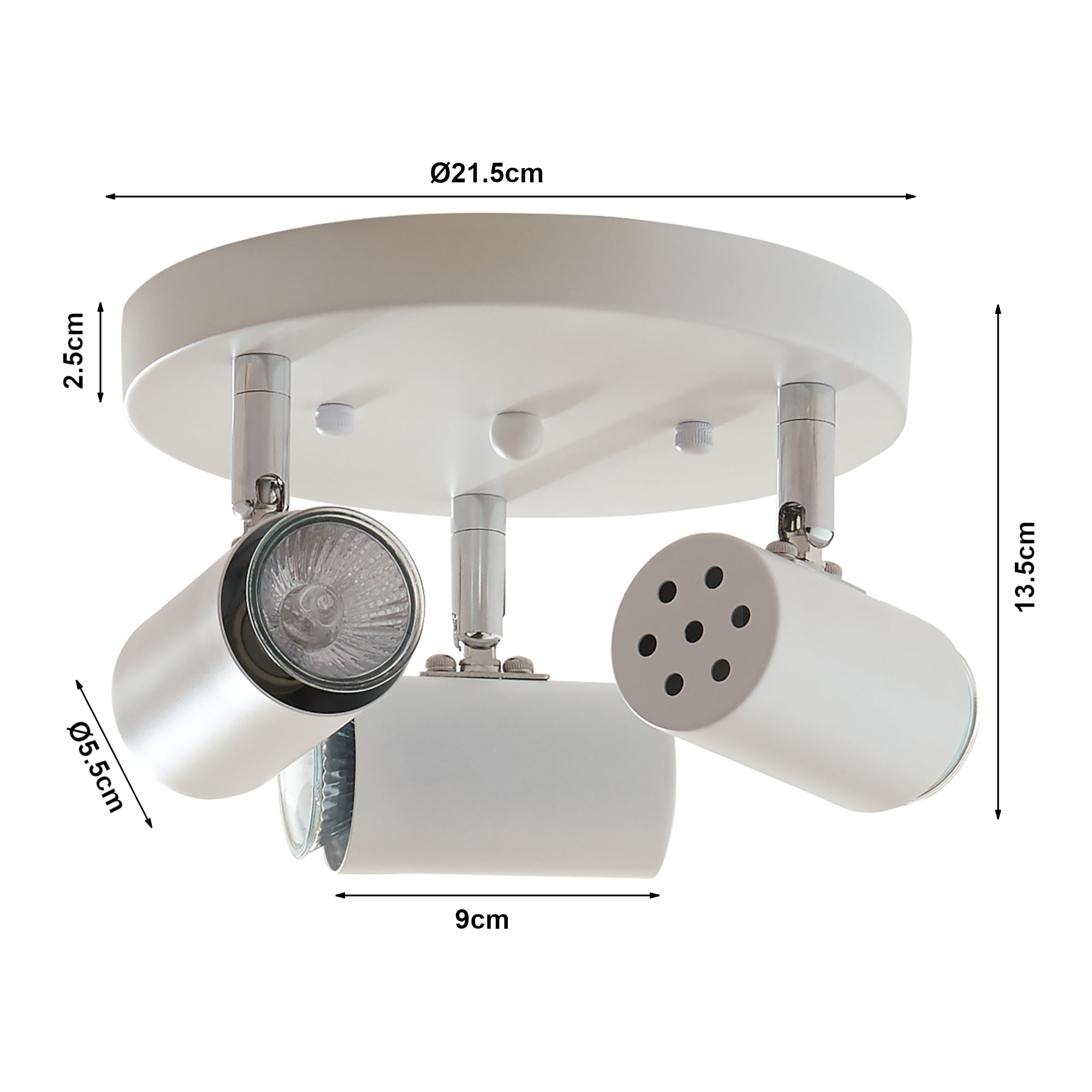 Lampada Faretti da Soffitto Bathgate Plafoniera con 3 Spot Orientabili in Metallo Bianco lux.pro