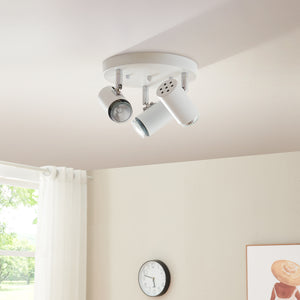 Lampada Faretti da Soffitto Bathgate Plafoniera con 3 Spot Orientabili in Metallo Bianco lux.pro