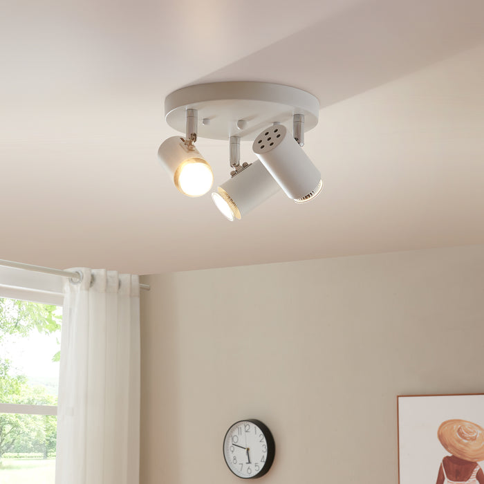 Lampada Faretti da Soffitto Bathgate Plafoniera con 3 Spot Orientabili in Metallo Bianco lux.pro