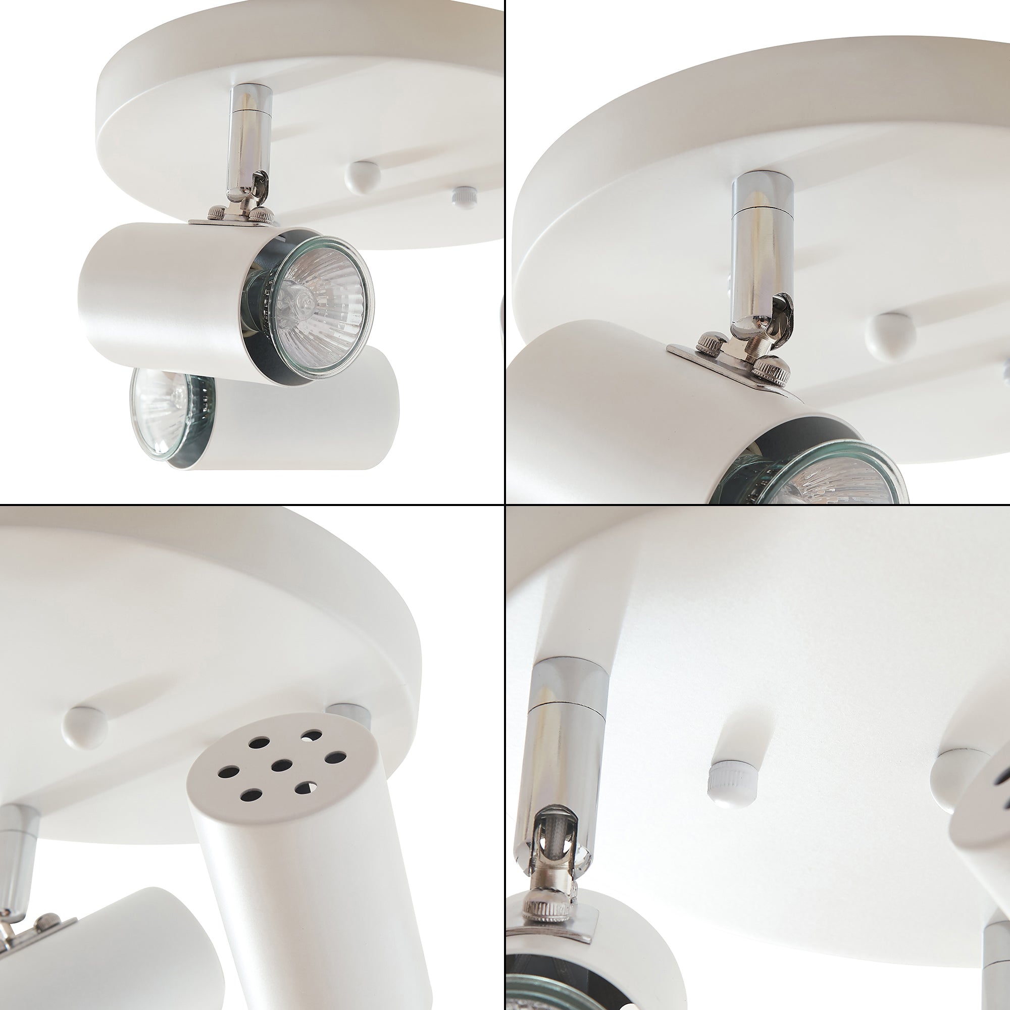 Lampada Faretti da Soffitto Bathgate Plafoniera con 3 Spot Orientabili in Metallo Bianco lux.pro