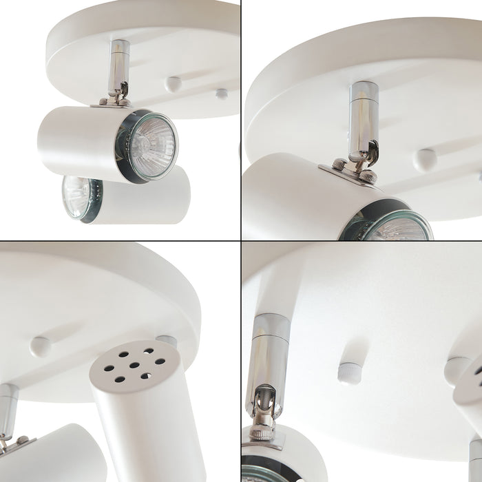 Lampada Faretti da Soffitto Bathgate Plafoniera con 3 Spot Orientabili in Metallo Bianco lux.pro