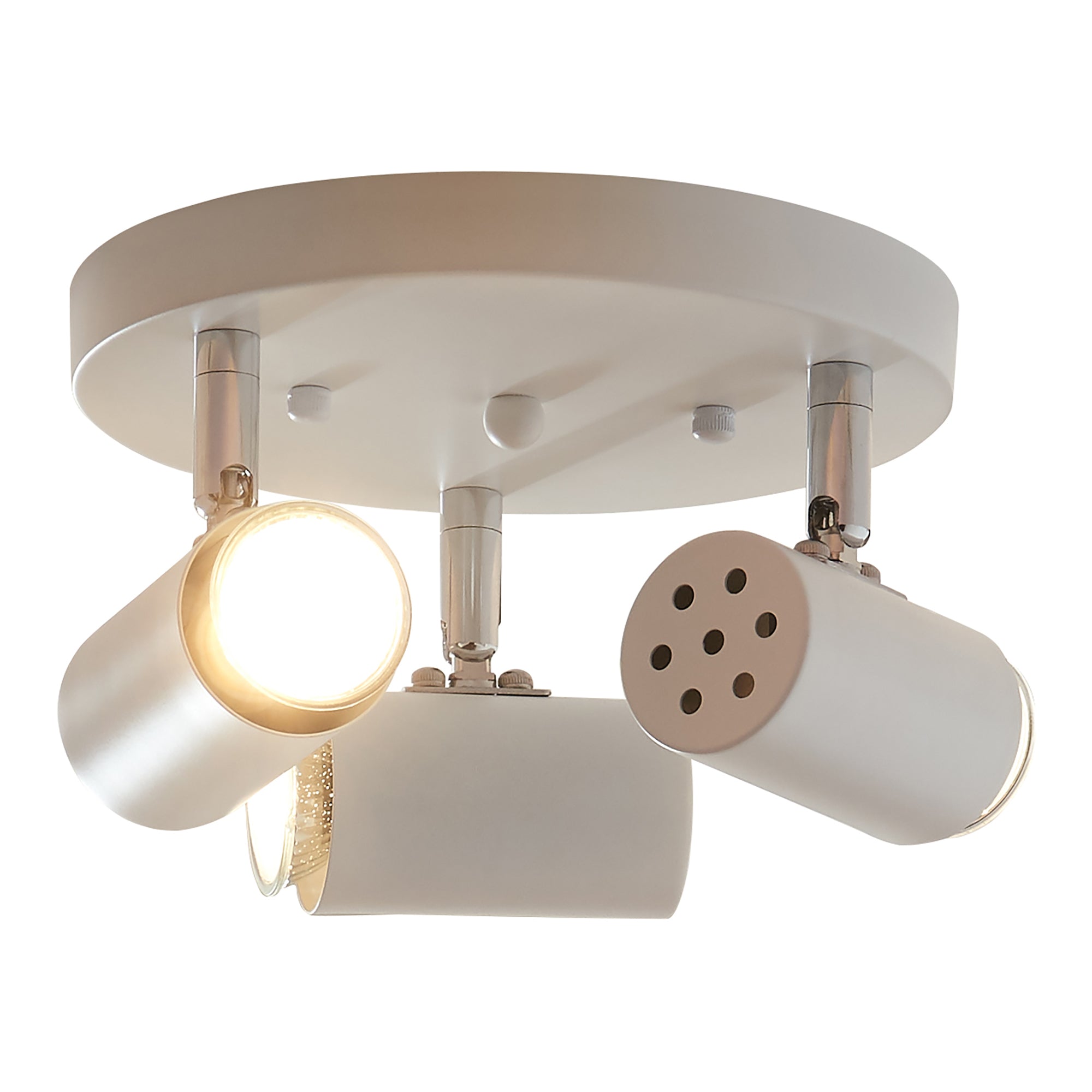 Lampada Faretti da Soffitto Bathgate Plafoniera con 3 Spot Orientabili in Metallo Bianco lux.pro