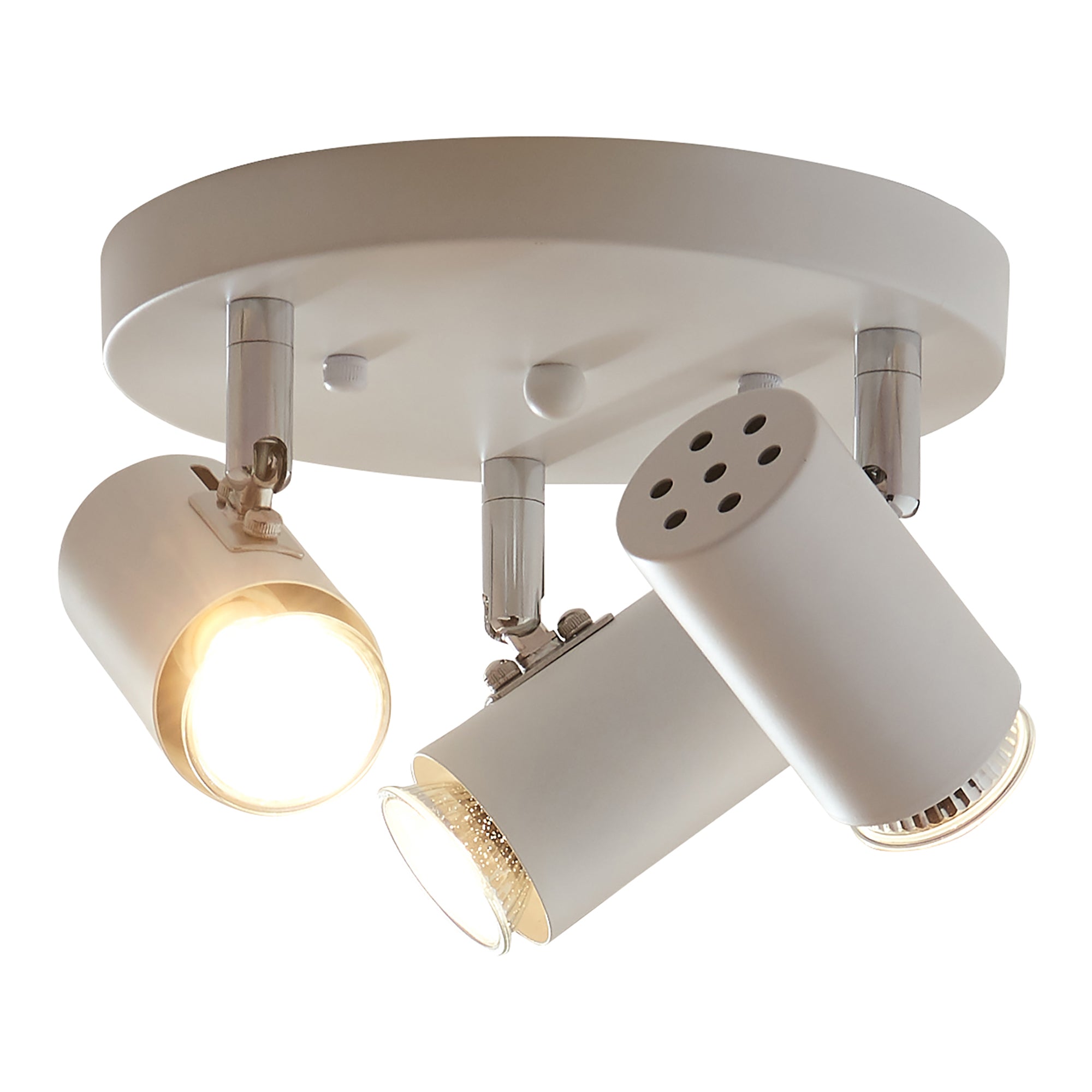 Lampada Faretti da Soffitto Bathgate Plafoniera con 3 Spot Orientabili in Metallo Bianco lux.pro