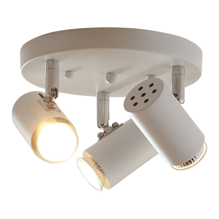 Lampada Faretti da Soffitto Bathgate Plafoniera con 3 Spot Orientabili in Metallo Bianco lux.pro
