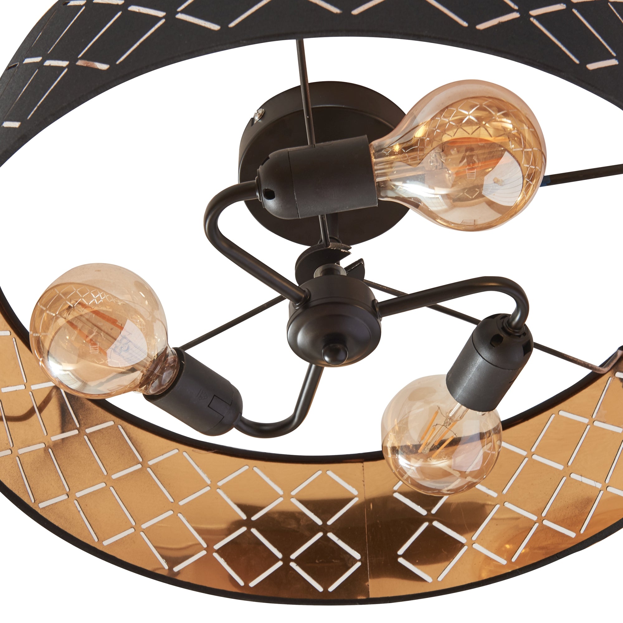 Lampada da Soffitto Bay con Paralume Rotondo Decorativo - Nero / Bianco lux.pro