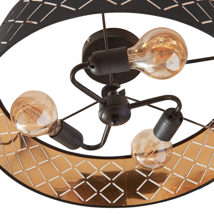 Lampada da Soffitto Bay con Paralume Rotondo Decorativo - Nero / Bianco lux.pro