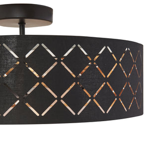 Lampada da Soffitto Bay con Paralume Rotondo Decorativo - Nero / Bianco lux.pro