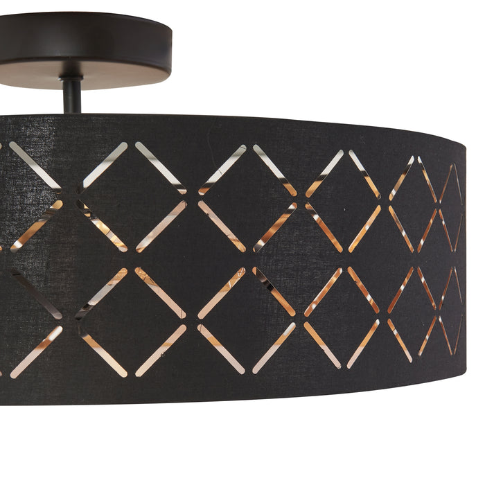 Lampada da Soffitto Bay con Paralume Rotondo Decorativo - Nero / Bianco lux.pro
