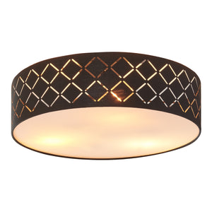 Lampada da Soffitto Bay con Paralume Rotondo Decorativo - Nero / Bianco lux.pro