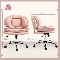 Sedia da Ufficio senza Braccioli, con Ruote e Altezza Regolabile 60x65x93 cm Rosa