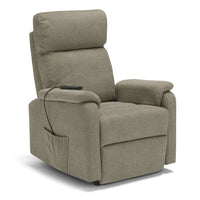 Poltrona relax elettrica Denver per anziani, 2 motori, 2 ruote, reclinazione e alzapersona, sponde estraibili, doppia pediera estensibile, colore Fango