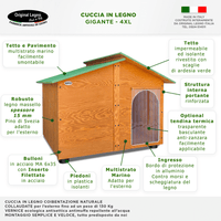 CUCCIA IN LEGNO DA ESTERNO MODELLO 4XL GIGANTE "TENDINA OMAGGIO" L.150 x P.125 x H.115