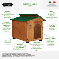 CUCCIA IN LEGNO DA ESTERNO MODELLO ALPI B-BARBONCINO CON "TENDINA OMAGGIO" L.60 x P.70 x H.62