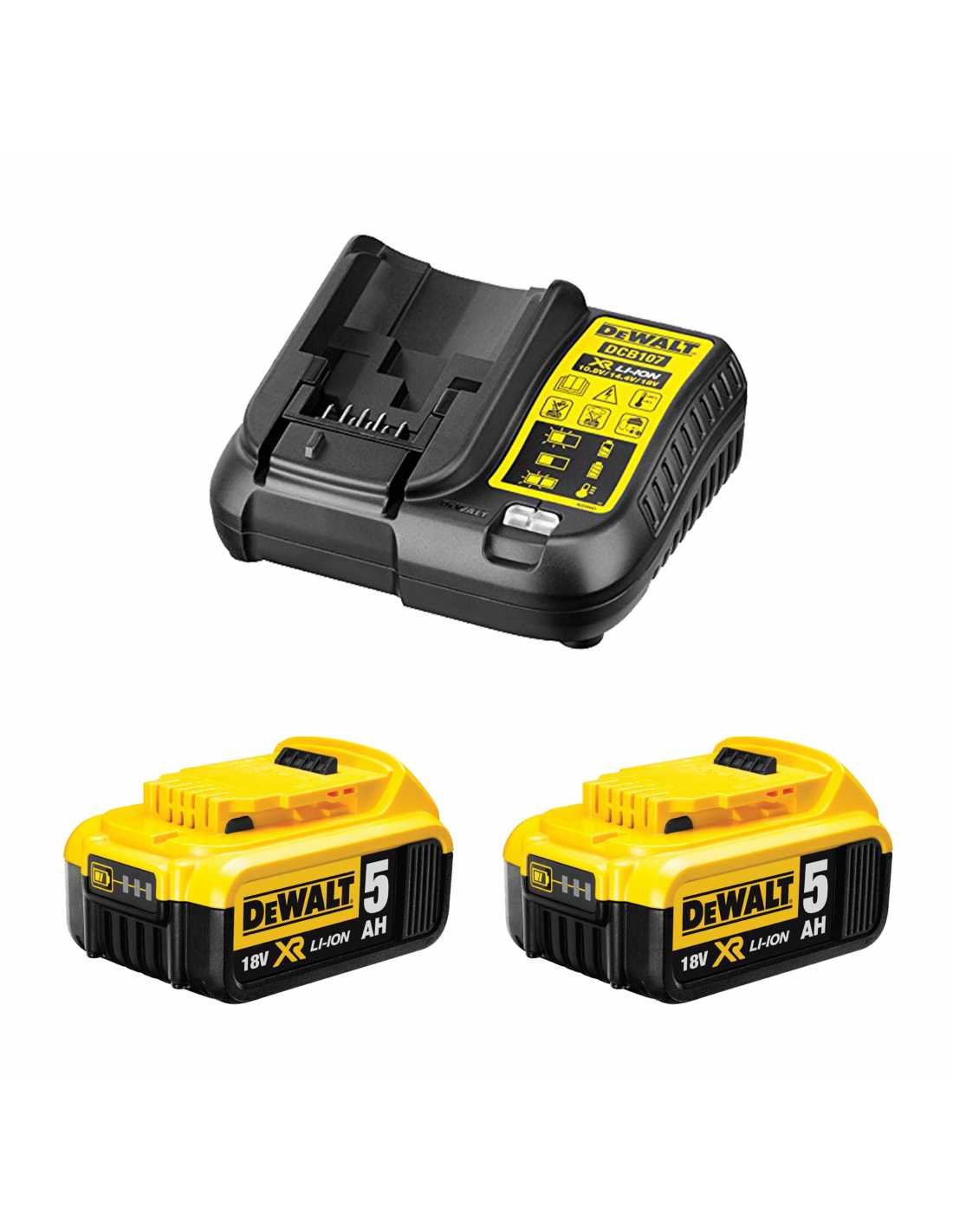 Dewalt power set  (2 x 18v 5,0 ah + dcb107) 0660989127473