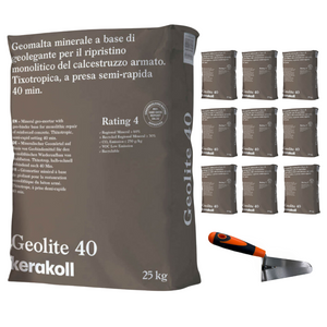 Geomalta minerale tixotropica 10 sacchi da 25 kg cazzuola punta tonda 16 cm