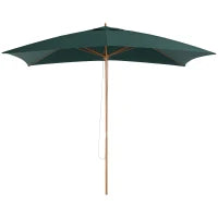 Ombrellone 2x3 m da Giardino in Legno Laccato e Bambù con Copertura Rimovibile, Verde Scuro