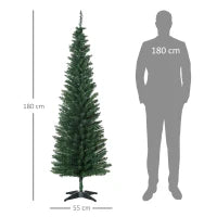 Set 2 Alberi di Natale Artificiali Slim Ø55x180 cm in Plastica e Metallo con 390 Rami, Verde