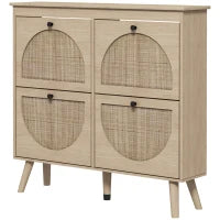 Mobile a scarpe 4 ribaltamenti 20 paia mensola regolabile stile bohémien piedi in legno massiccio 105 x 24 x 97,5 cm naturale