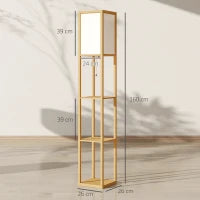 Lampada da Terra con Ripiani e Portalampada E27, Legno Naturale