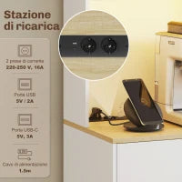 Credenza Moderna con Luci LED, Prese Elettriche e USB, 2 Armadietti e Cassetto, 71x40x180 cm, Bianco