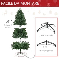 Albero di Natale Artificiale Pieghevole con Base Rimovibile 180cm - Verde