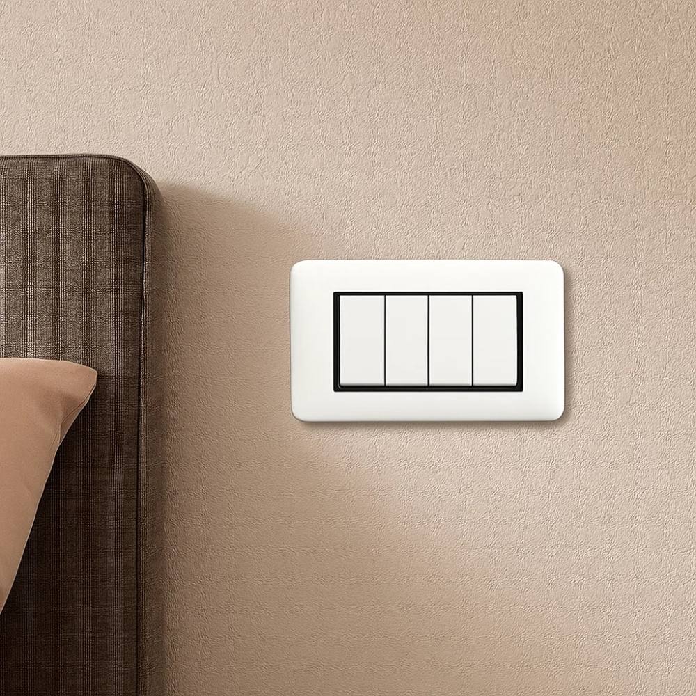 Vimar eikon round placca in metallo bianco antico elegante *** numero posti 4 posti, confezione 1