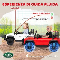 Macchina Elettrica per Bambini 3-5 Anni Land Rover Officiale 12V con Telecomando, Sospensioni, Luci LED, Rosso