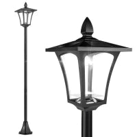 Lampada da Giardino Lampada da Terra Lampione LED da Esterno Energia Solare Impermeabile IP44, 18x18x160 cm, Nero